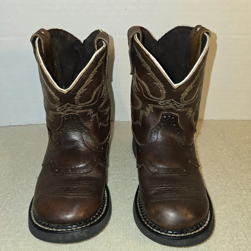 Justin Fatbaby Brown Leather Western Cowboy Boots size 2D